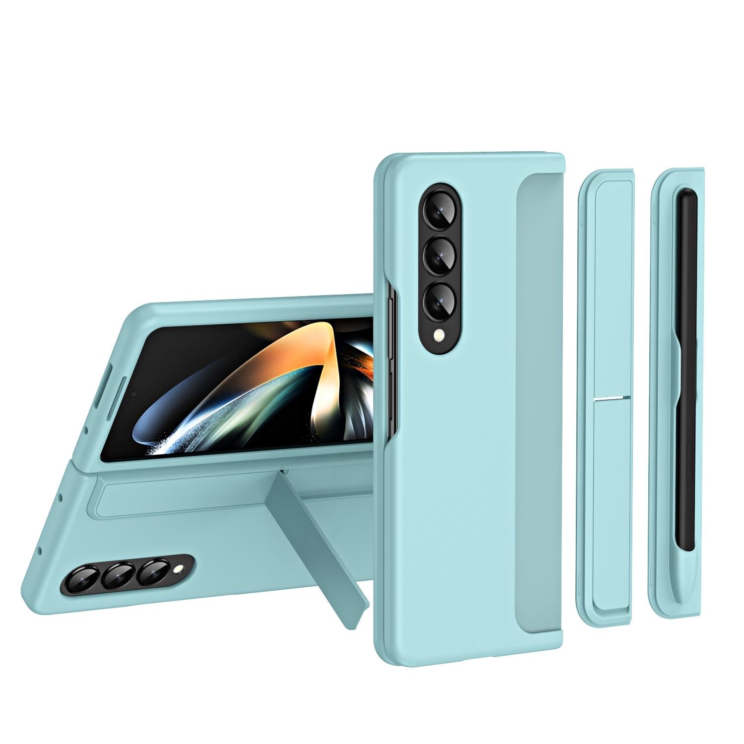 V562-F208520400ADE-202503211340-00 For Samsung Galaxy Z Fold4 5G Detachable Pen & Phone Case - 2 In 1 - Ice Blue - Image 1