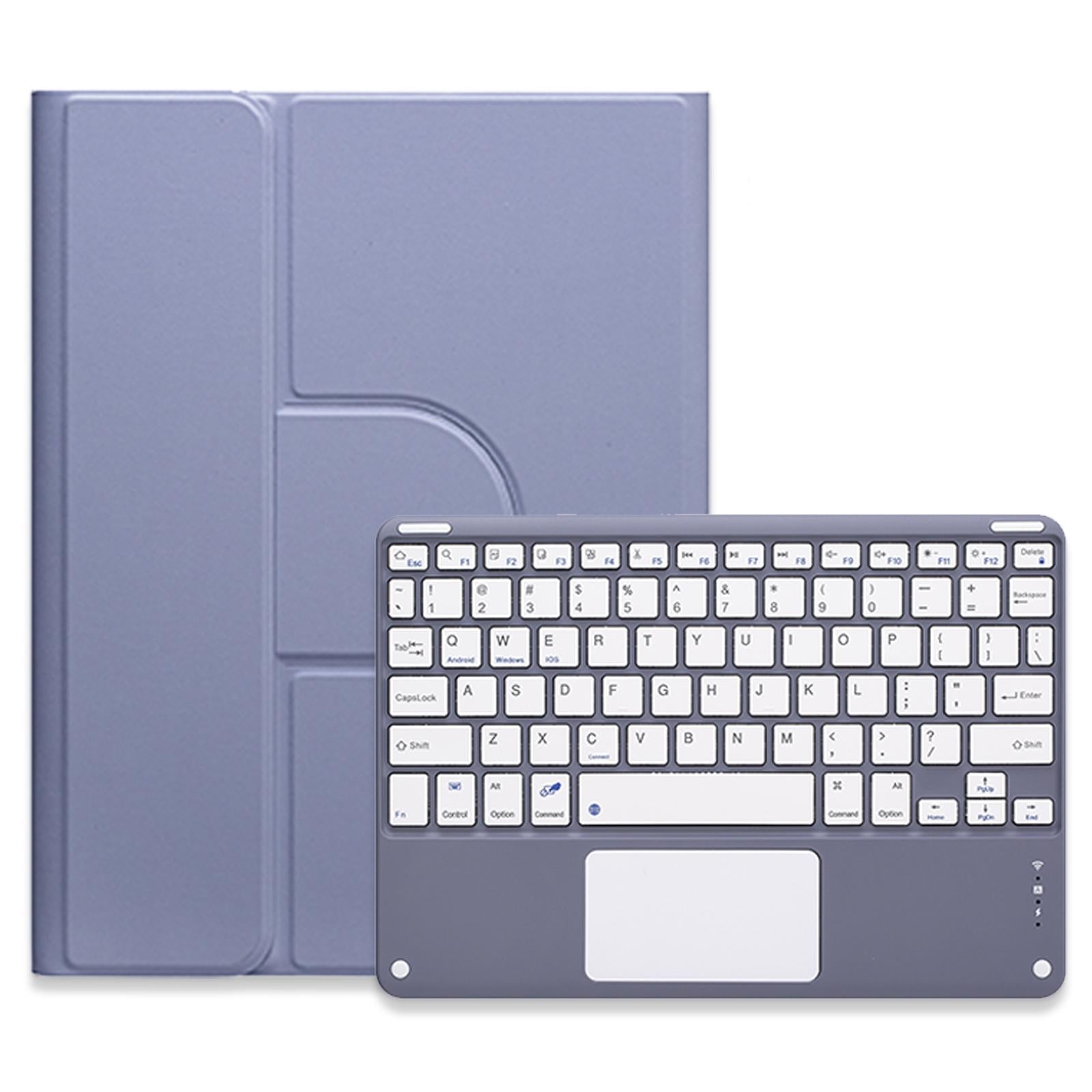 V562-F209430500ADE-202504291946-00 360 Degree Rotatable Bluetooth Keyboard Leather Case With Touchpad - Square Button - Lavender Purple - For Ipad Air 2022 / Ipad Pro 11 2021 - Image 1