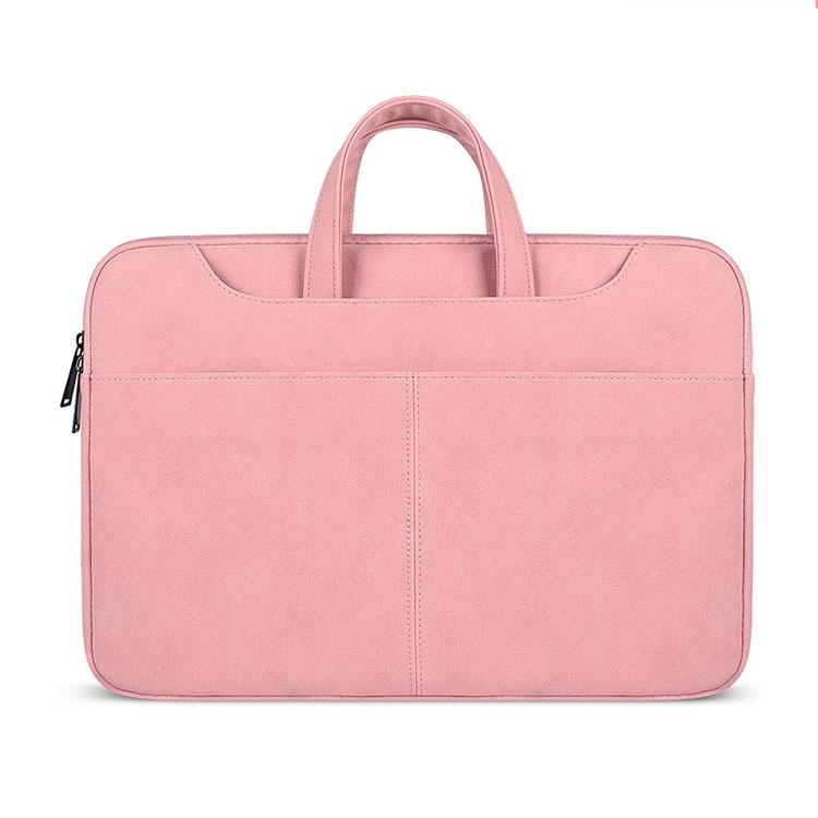 V562-F4325BL-202502281920-00 Waterproof Portable One-shoulder Handbag for 13.3 Laptops with Strap & Magic Stick - Pink - Image 1