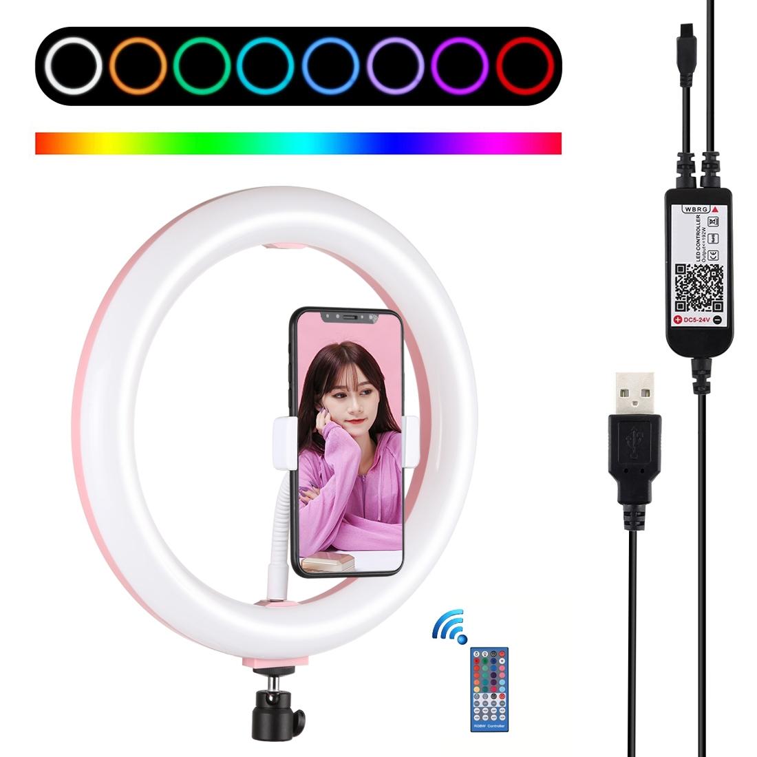 V562-F554UP-202502241515-00 10.2 Curved Led Ring Light with Tripod & Remote for Vlogging & Photography - Pink - Image 1