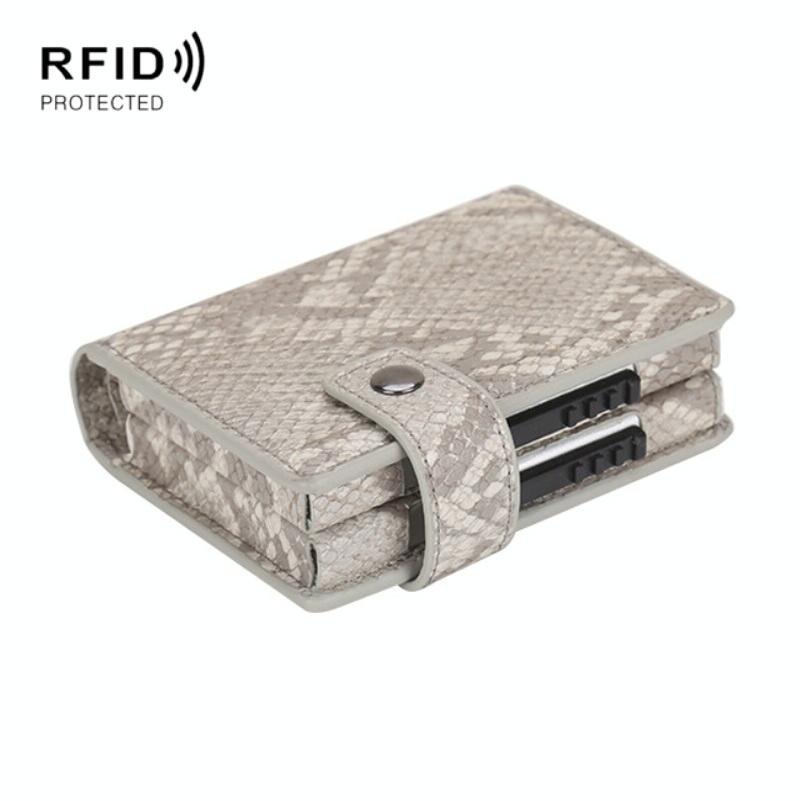 V562-G1019912750DBT-226839-00 Secure Dual Card Wallet with Rfid Blocking - Snake Pattern Gray - Image 1