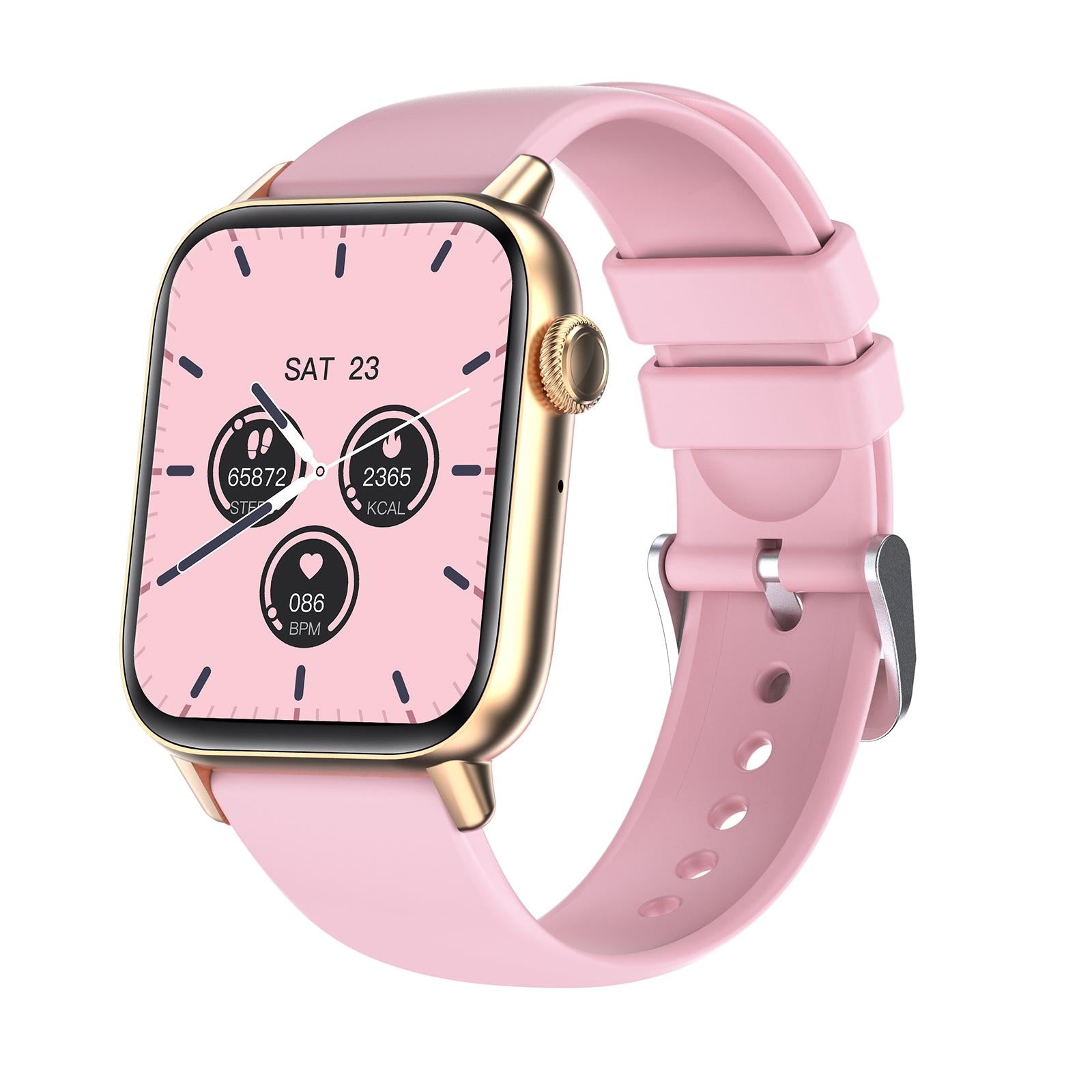 V562-G102742600ADE-202504252052-00 1.83 Inch Bt5.2 Smart Sport Watch Support Sleep / Heart Rate / Blood Oxygen / Temperature / Blood Pressure Health Monitor - Gold + Pink - Image 1