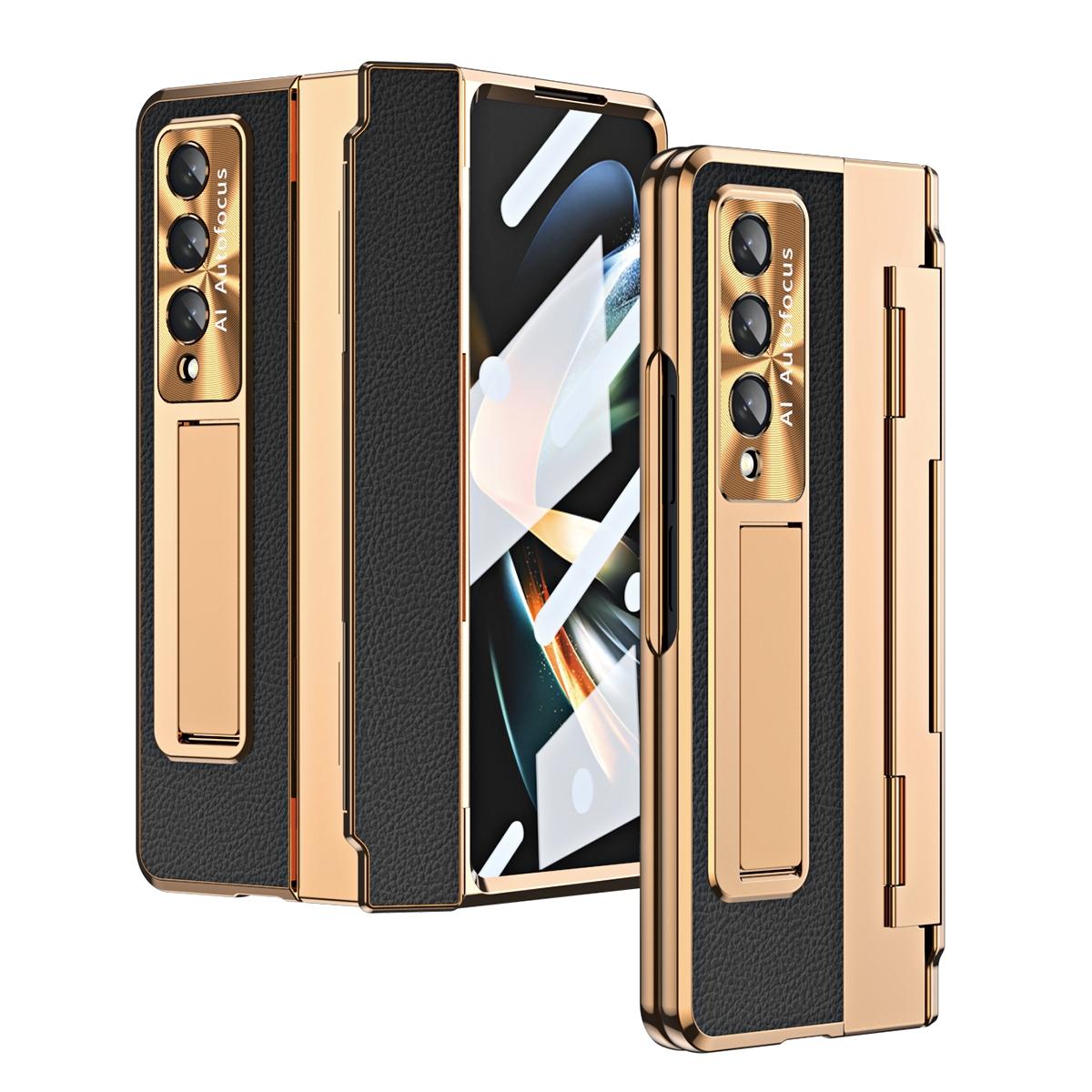 V562-G102850400ADE-202504292036-00 For Samsung Galaxy z Fold4 5G Full Coverage Phone Case with Hinge - Integrated Design - Gold + Black - Image 1
