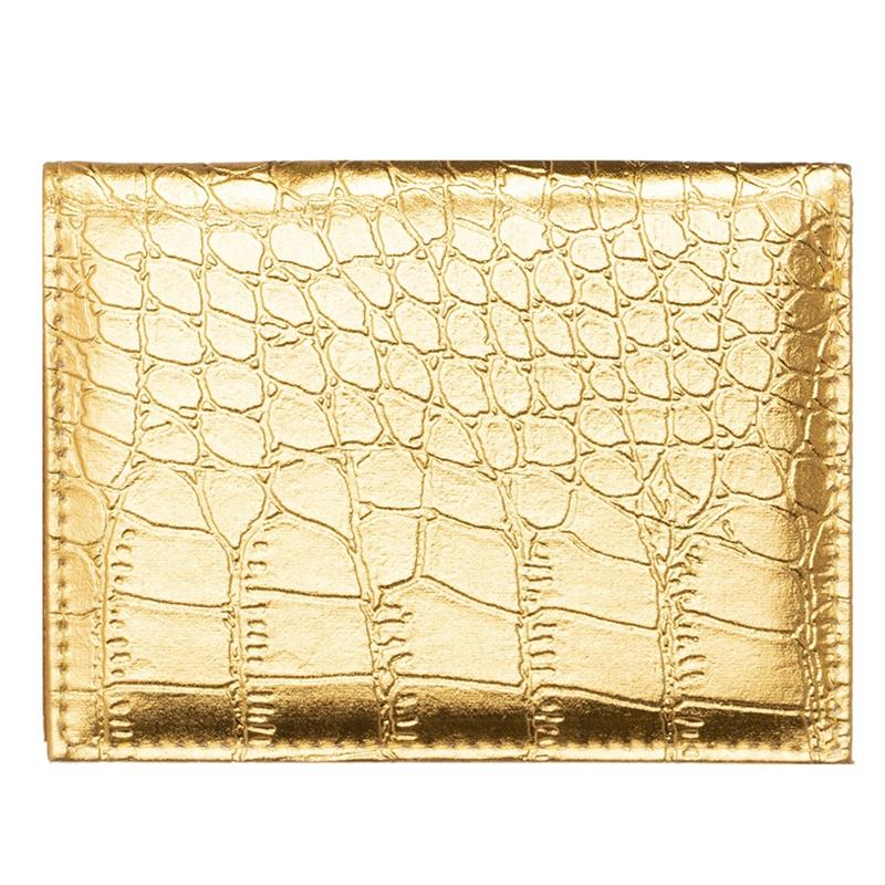 V562-G1034421950DBT-202503280210-00 Pu Crocodile Pattern Card Holder Fits Cdc Documents - Gold - Image 1