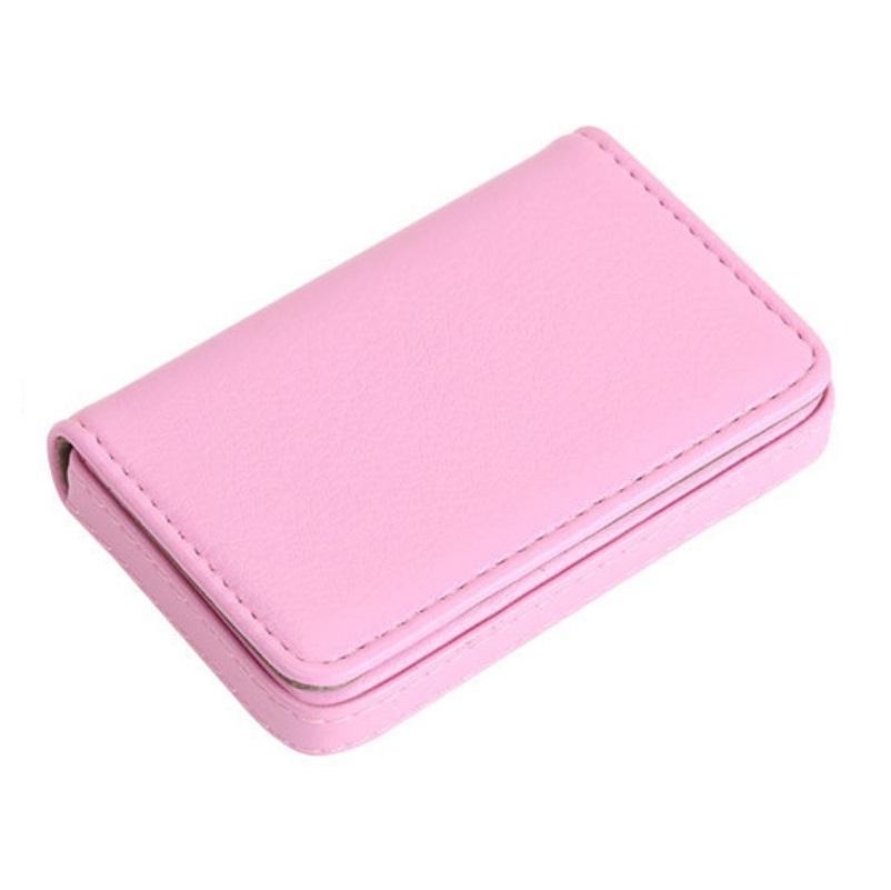 V562-G1047912750DBT-202503280241-00 Stainless Steel Magnetic Business Card Holder Pu Leather Case - Pink - Image 1