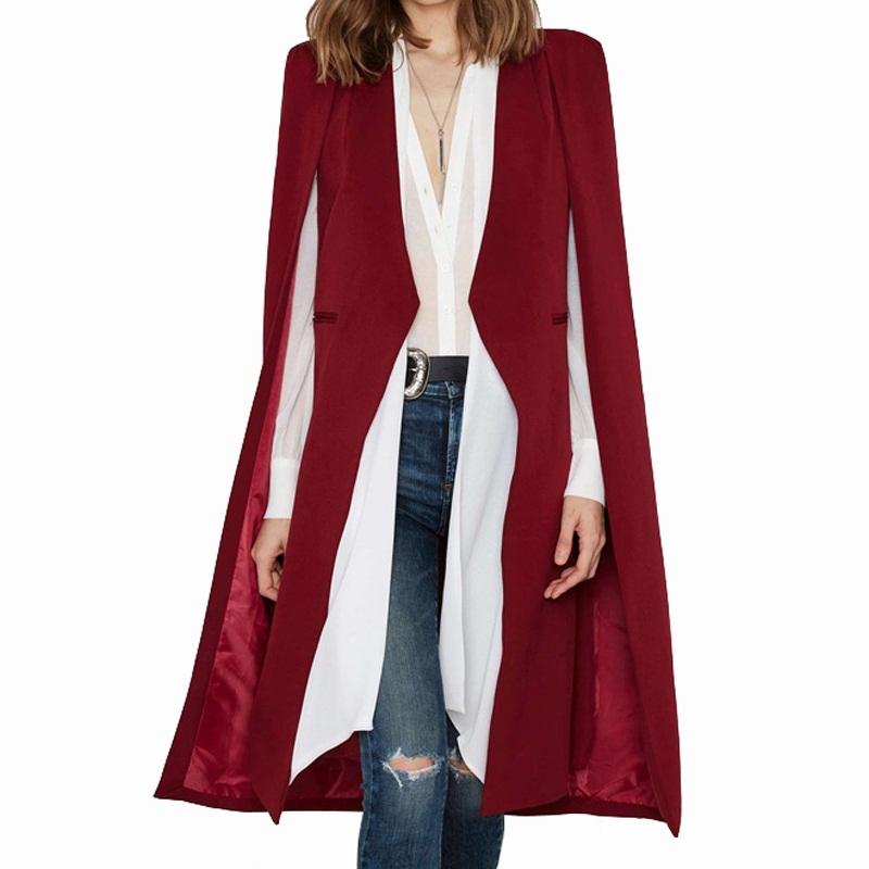 V562-GA84664342YZ-202505262036-00 Women Casual Cape Unbuttoned Shawl Coat Red - M - Image 1