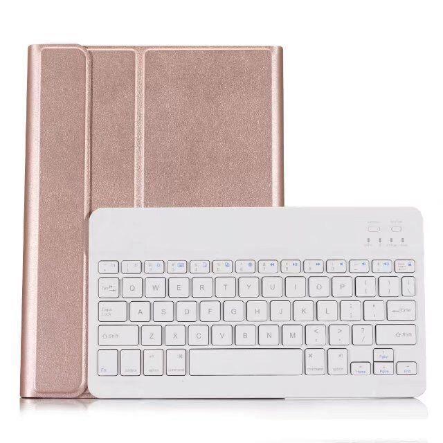V562-GR7020D6PI-202504291910-00 Bluetooth Keyboard & Leather Tablet Case For Ipad Pro / Air 9.7 2017 / 2018 - Detachable & Horizontal Flip With Holder - Rose Gold - Image 1