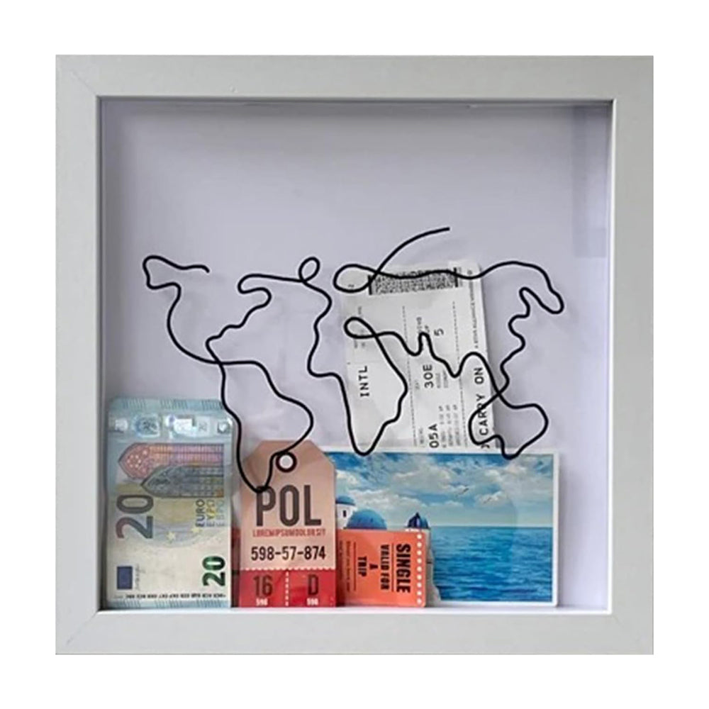 V562-GU24-JA322-SWHITE-202503280140-00 Vibe Geeks Adventure Archive Box Wood Frame Travel Tickets Keepsakes Storage Frame - White - Small - Image 1
