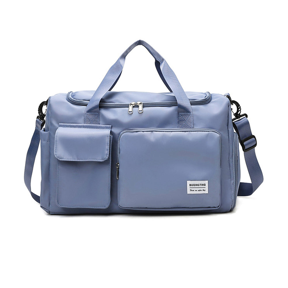 V562-GU24-JA437BLUE-202503261937-00 Vibe Geeks Waterproof and Lightweight Zipper Sports Gym Bag with Shoe Compartment - Blue - Image 1