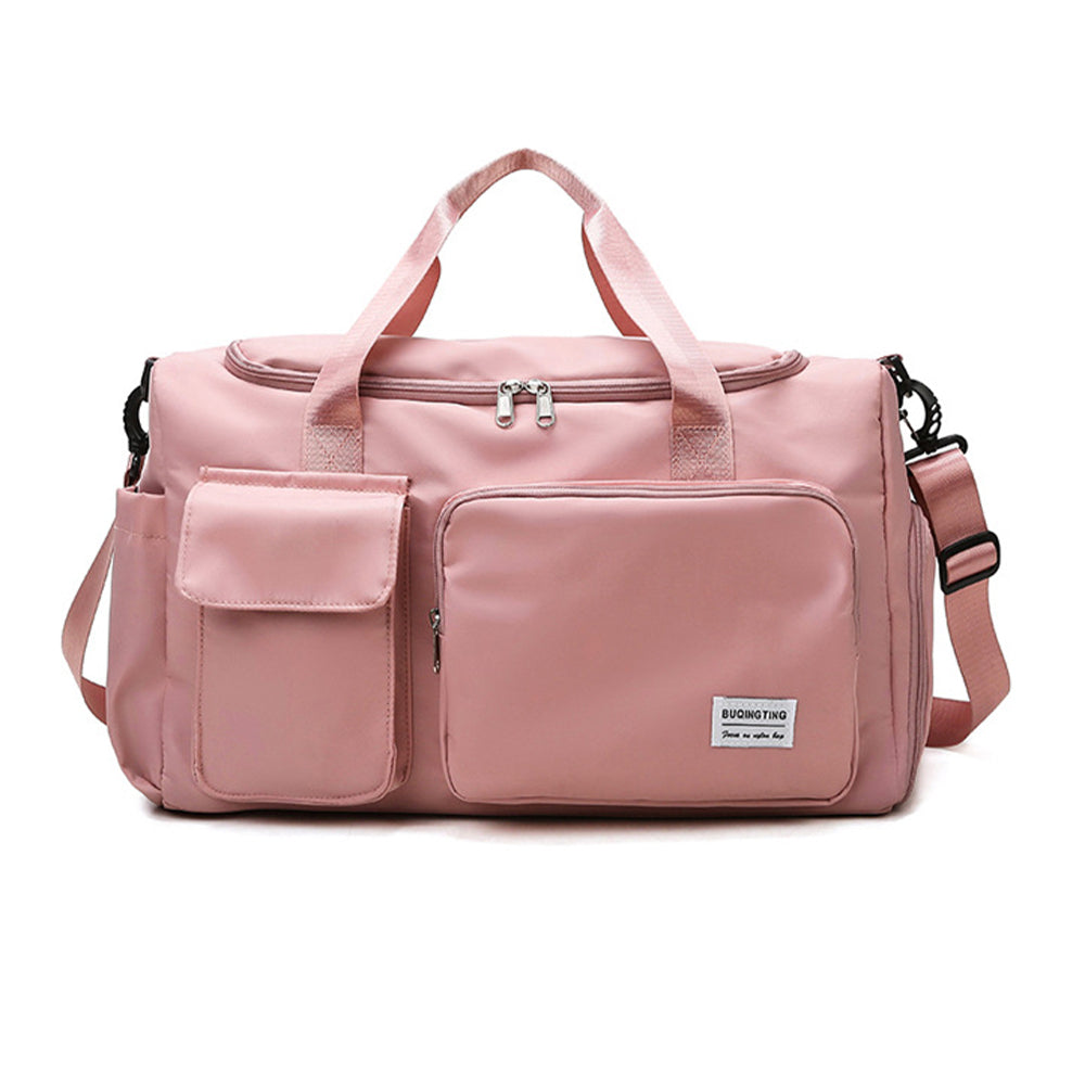 V562-GU24-JA437PINK-202503261937-00 Vibe Geeks Waterproof and Lightweight Zipper Sports Gym Bag with Shoe Compartment - Pink - Image 1