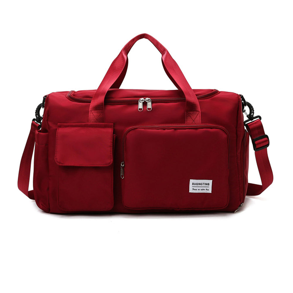 V562-GU24-JA437RED-202503261936-00 Vibe Geeks Waterproof and Lightweight Zipper Sports Gym Bag with Shoe Compartment - Red - Image 1