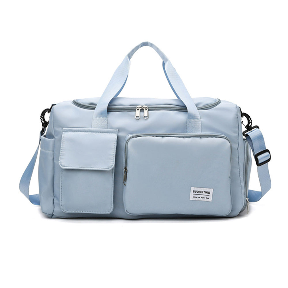 V562-GU24-JA437SKYBLUE-202503261936-00 Vibe Geeks Waterproof and Lightweight Zipper Sports Gym Bag with Shoe Compartment - Sky Blue - Image 1