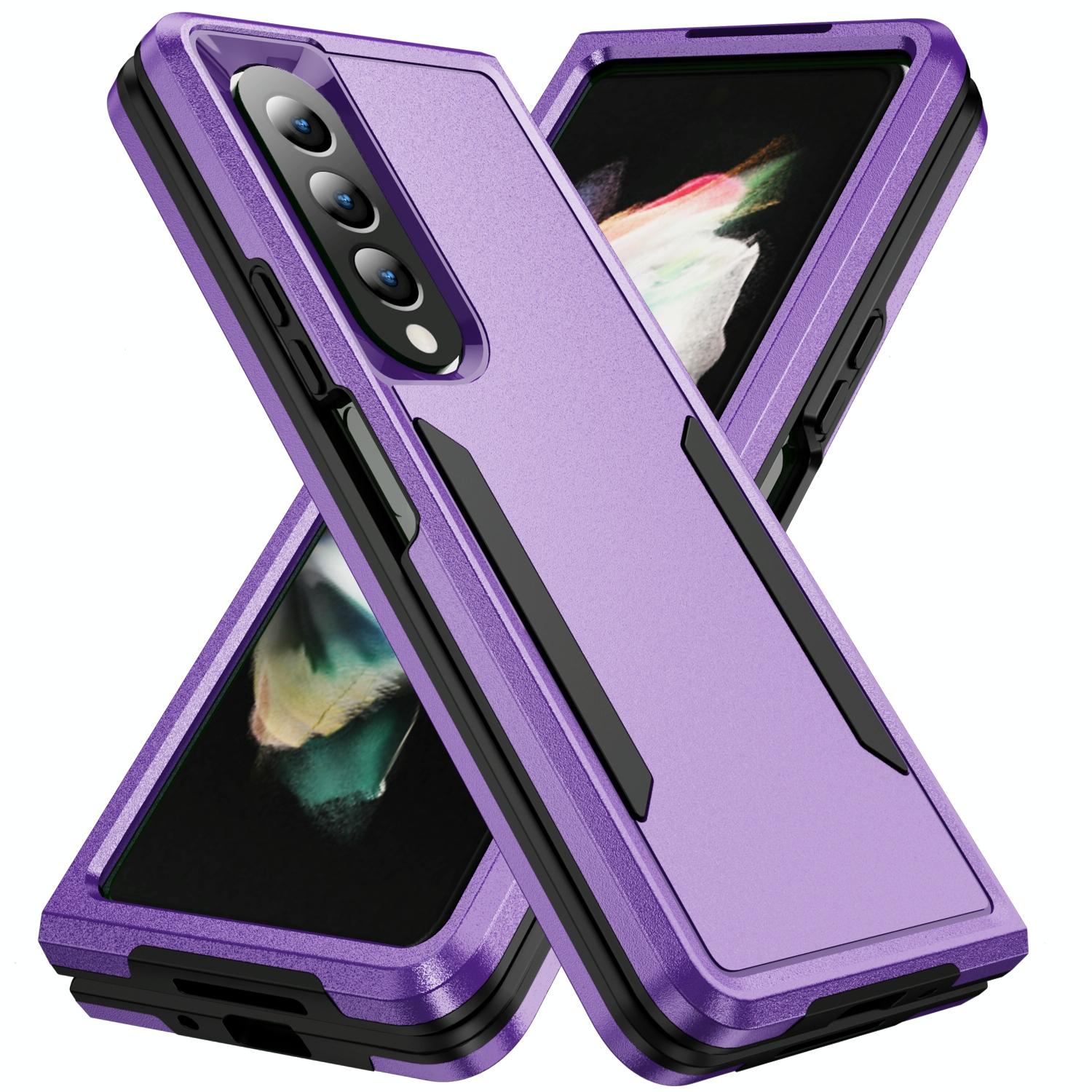 V562-H100254300ADE-202505291337-00 For Samsung Galaxy Z Fold4 5G Shockproof Pc Tpu Case - Purple + Black - Image 1