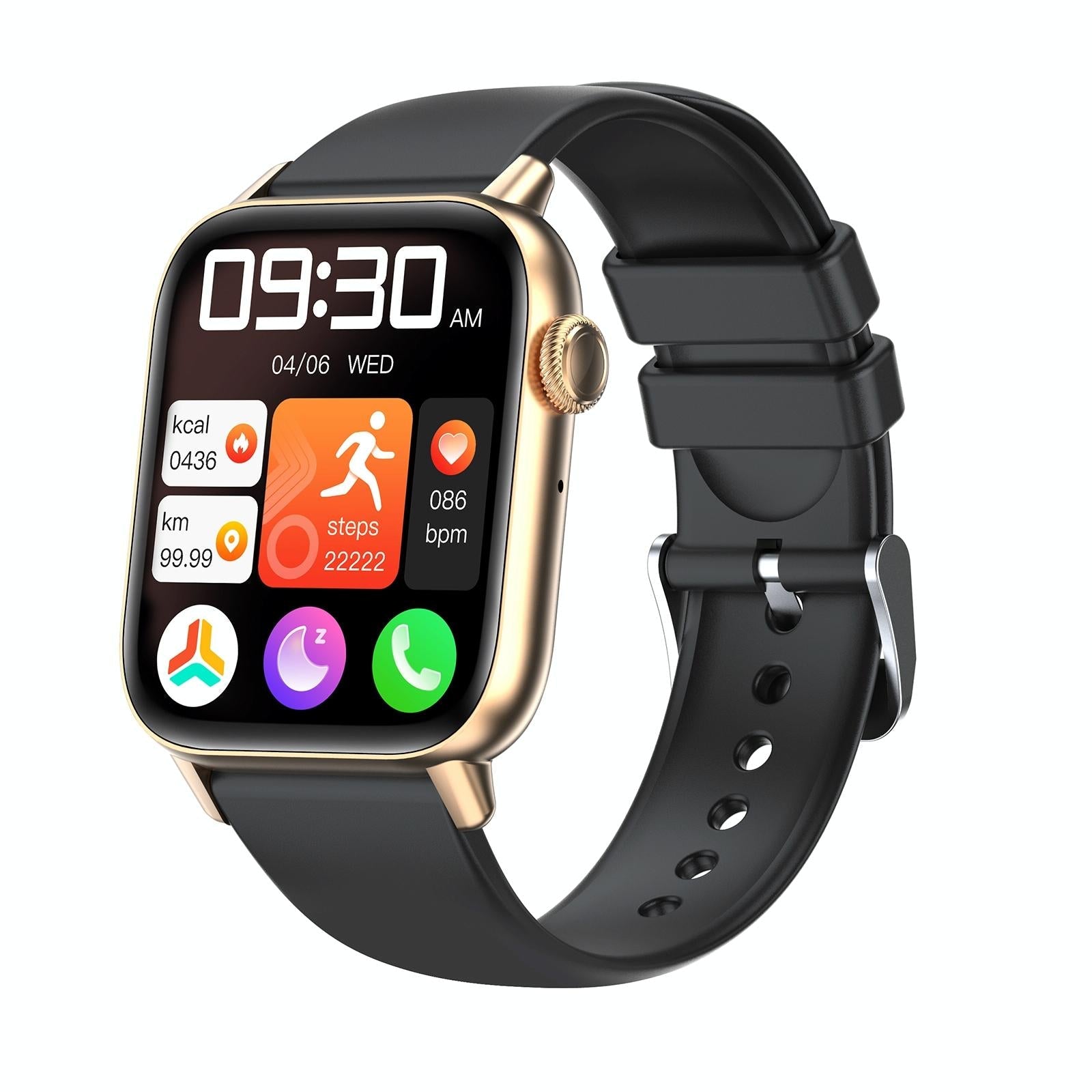 V562-H102742600ADE-202504252052-00 1.83 Inch Bt5.2 Smart Sport Watch Support Sleep / Heart Rate / Blood Oxygen / Temperature / Blood Pressure Health Monitor - Gold + Black - Image 1