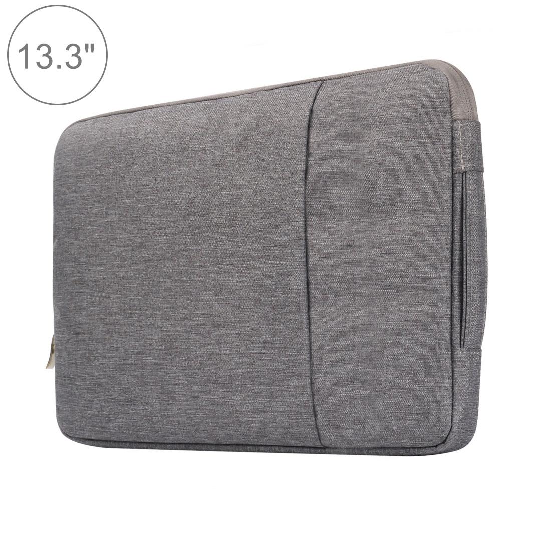 V562-H1101BL-202504251825-00 Universal Denim Laptop Bag for 13.3 Notebooks - Fits Macbook Air / Pro - Portable & Stylish - 35.5x26.5x2cm - Grey - Image 1