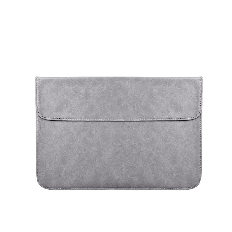 V562-H9900BL-202504022051-00 Horizontal Magnetic Leather Laptop Inner Bag - Invisible Buckle - Grey - Image 1