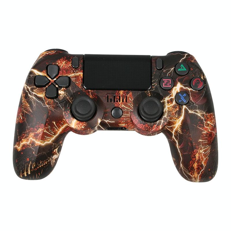 V562-I1025163060DBT-202503201946-00 Wireless Bluetooth Game Controller for Ps4 with Dual Vibration and Light Strip - Fire Ghost - Image 1