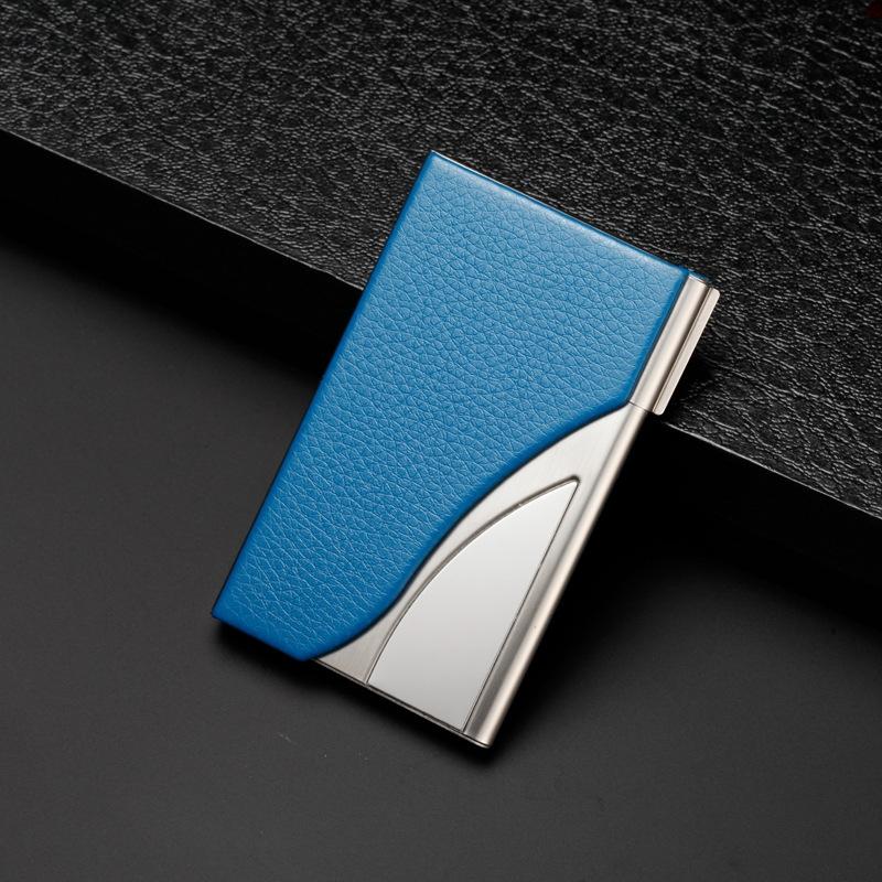 V562-L1036022750DBT-202503281926-00 Stainless Steel Business Card Case Large Capacity - Litchi Blue - Image 1