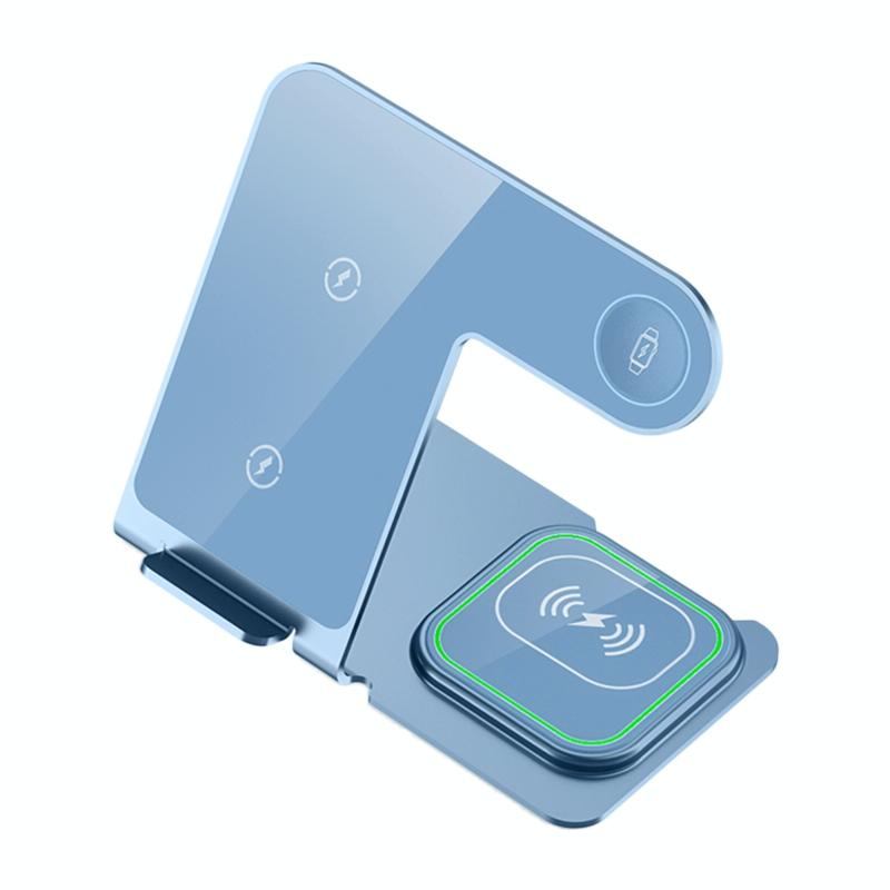 V562-L431G8PI-202504212027-00 15W 3 In 1 Aluminum Wireless Charger - Blue - Image 1