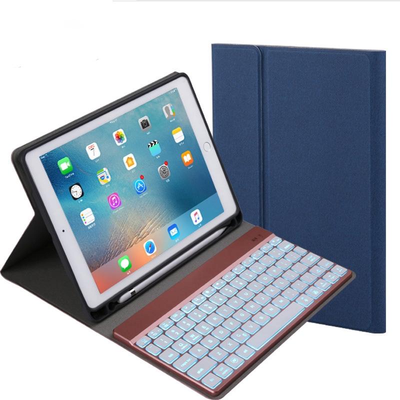 V562-L7200IRP-202504291921-00 Detachable Bluetooth Keyboard & Leather Tablet Case For Ipad Pro / Air 9.7 With Colourful Backlight & Holder - Blue - Image 1