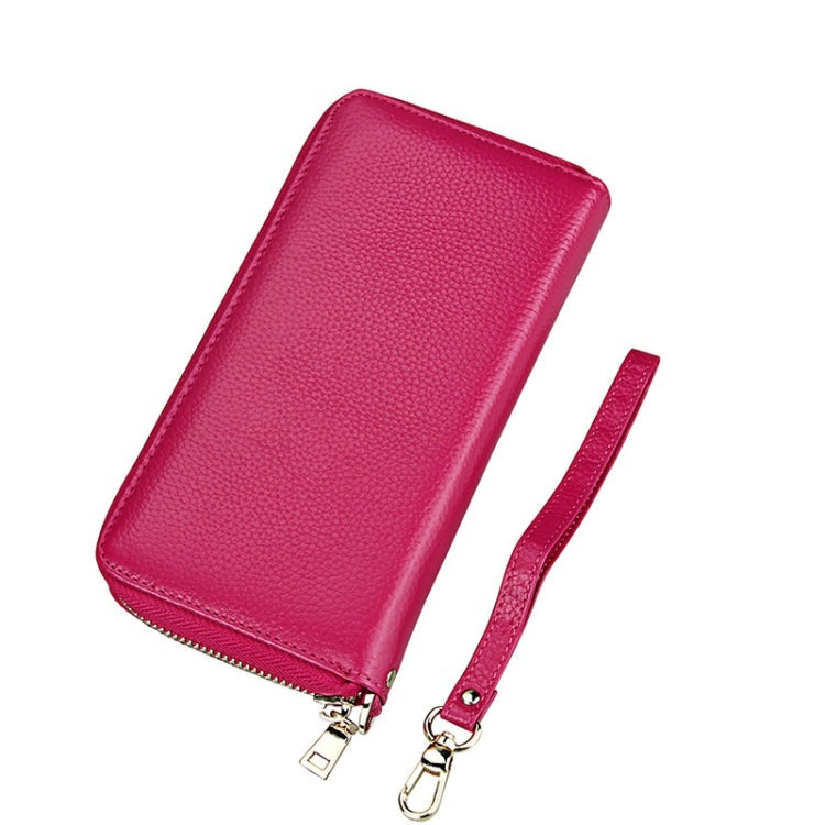 V562-M8701BCC-202503281941-00 Leather Rfid Card Holder Wallet with Hand Strap - Magenta - Image 1