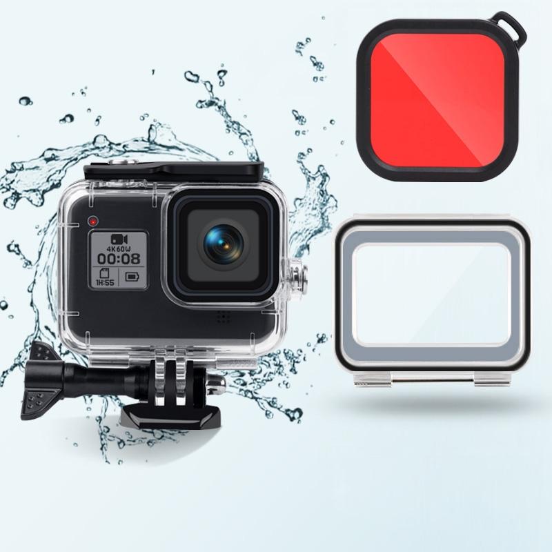 V562-R7840ACD-221827-00 Waterproof Case for Gopro Hero8 with Touch Back Cover and Colour Lens Filter - 45m - Red - Image 1
