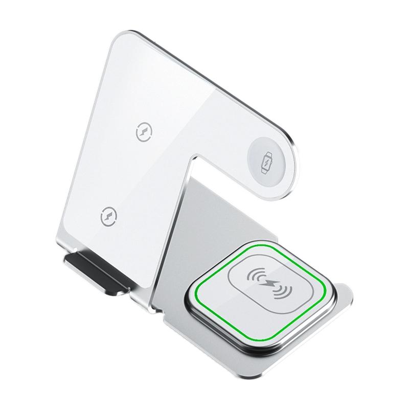 V562-S431G8PI-202504212027-00 15W 3 In 1 Aluminum Wireless Charger - Silver - Image 1