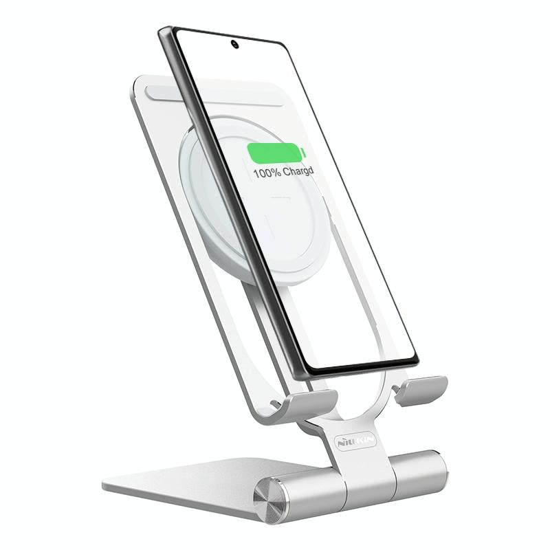 V562-S4360G7PI-202504212013-00 15W Foldable Wireless Charger & Phone Holder - Silver - Image 1