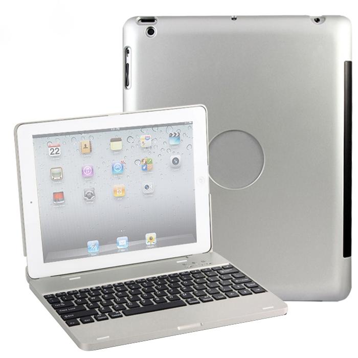 V562-S5905CBM-202504291827-00 Aluminum Bluetooth Keyboard Tablet Case For Ipad 4 / 3 / 2 - Silver - Image 1