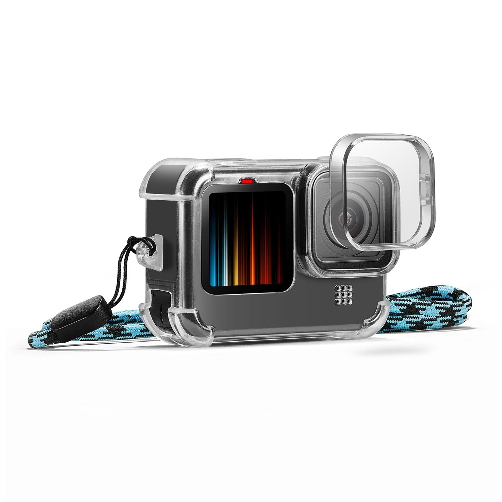 V562-T239UP-202505211926-00 Tpu Case with Lens Cap and Neck Strap for Gopro Hero 9 / 10 / 11 / 12 - Image 1