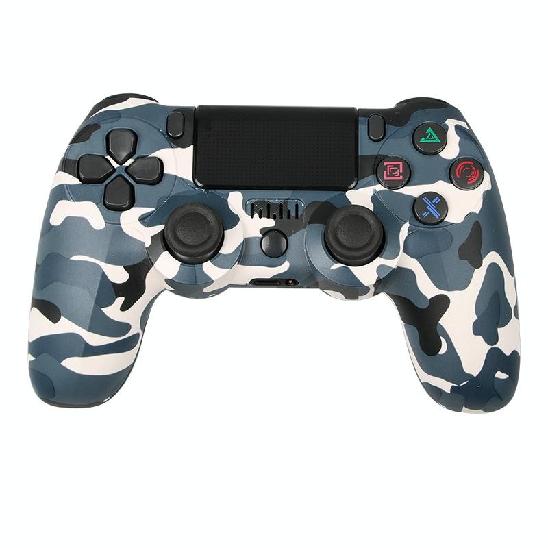 V562-V1025163060DBT-202503201931-00 Wireless Bluetooth Game Controller for Ps4 with Dual Vibration and Light Strip - Camouflage Blue - Image 1