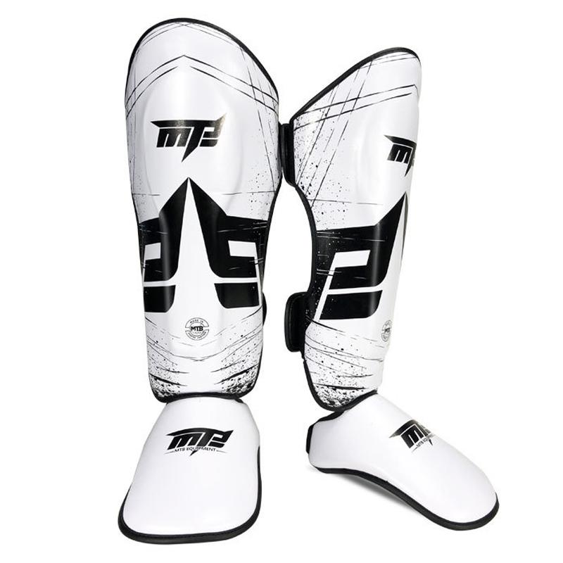 V562-W9071GO-223549-00 Thickened Leg Guards For Freestyle Grappling Thai Boxing And Taekwondo - White - Image 1