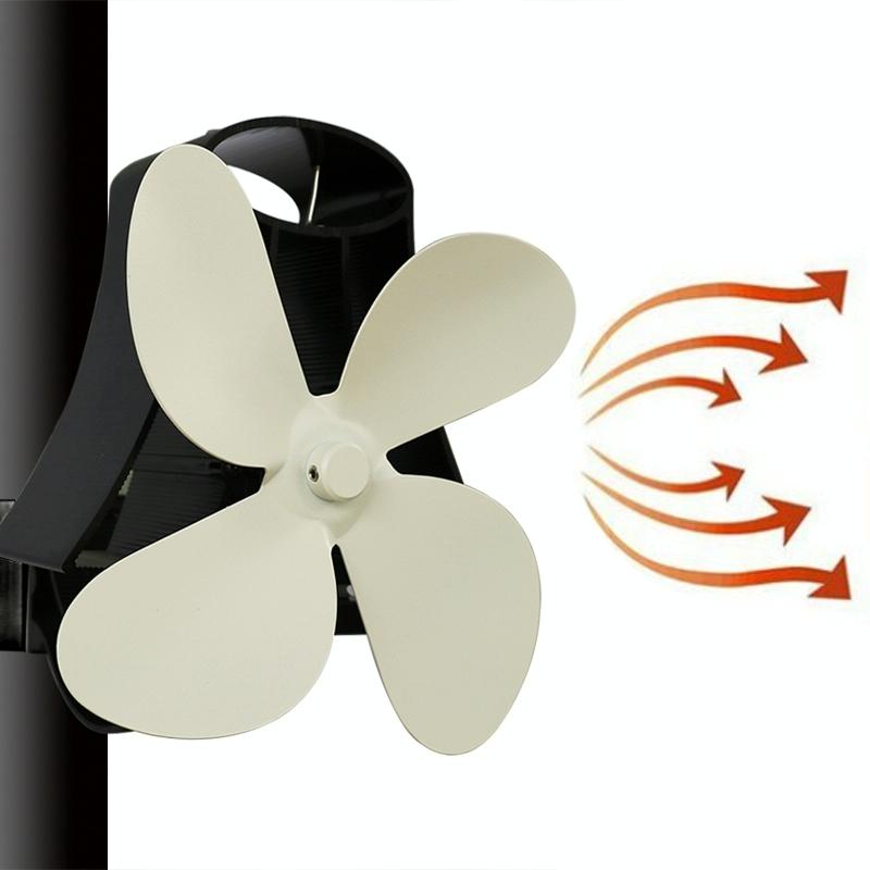 V562-W9200FE-202502241450-00 4-blade Heat Powered Fireplace Stove Fan - Aluminum - White - Image 1