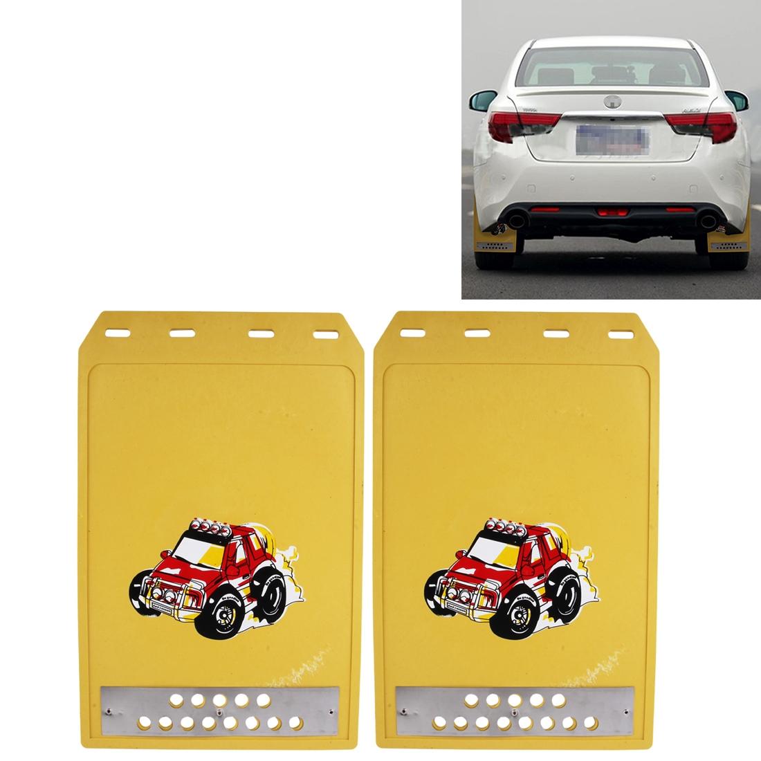 V562-Y4150SMC-202502260820-00 2 Pcs Premium Heavy Duty Molded Splash Mud Flaps Auto Front And Rear Fender Guard Small Size Random Pattern Delivery - Yellow - Image 1