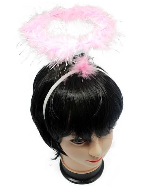 V563-10010-04-184820-00 ANGEL HEADBAND Fairy Halo Hair Hoop Costume Dress Up Party - Pink - Image 1