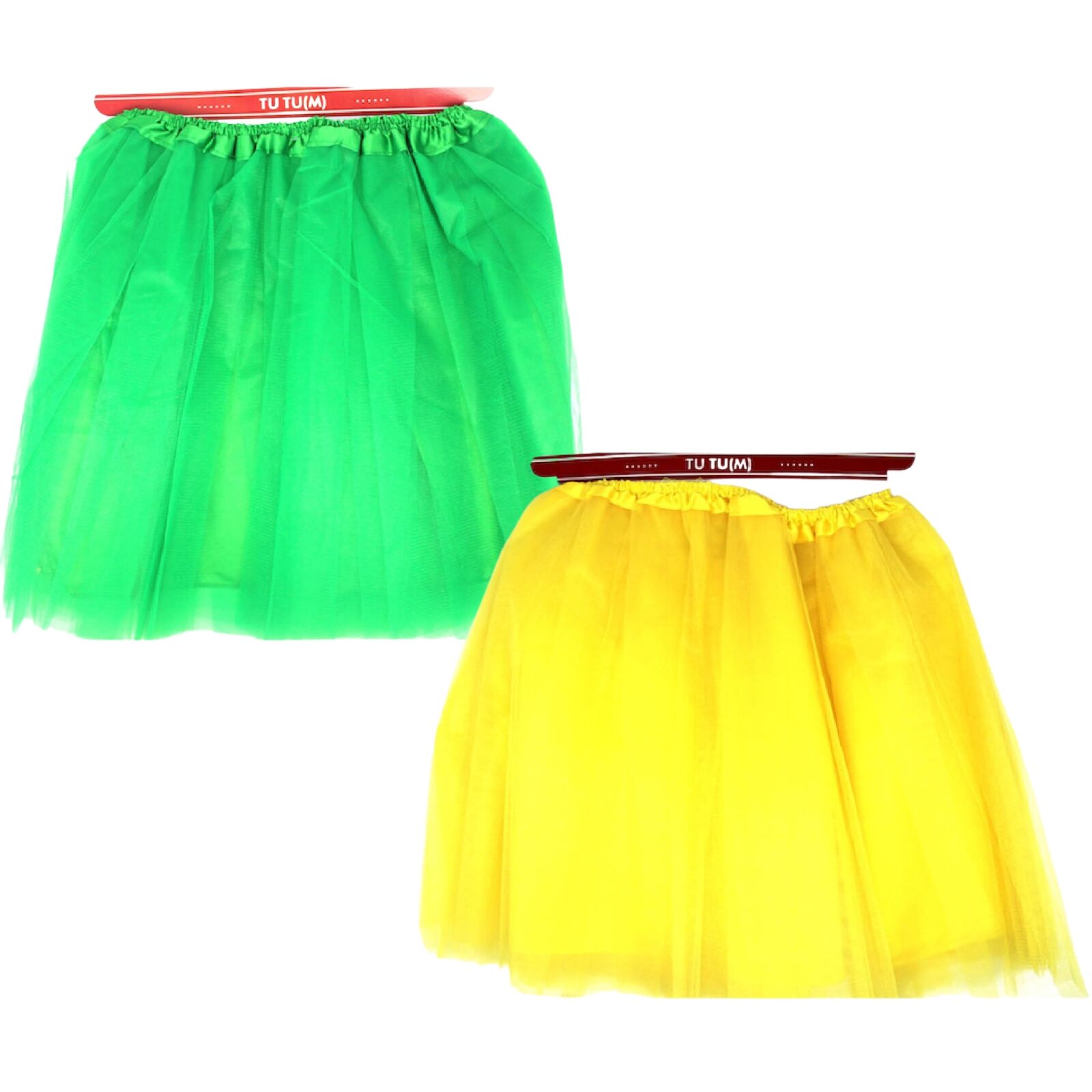 V563-10060_2X-202503241902-00 2x Tulle Ballerina Tutu, Yellow & Green – Medium, 3-Layer Adult Costume Australia Day - Image 1