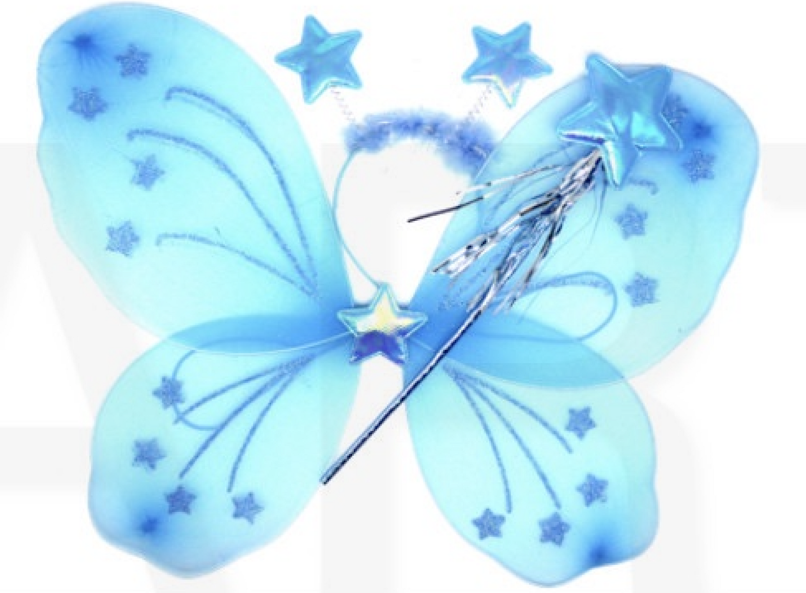 V563-10420-07-BLUBUTTERFLY-185742-00 Girls Kids Angel Fairy Butterfly Wing Fancy Princess Dress Up Party Costume Prop - Blue - Image 1