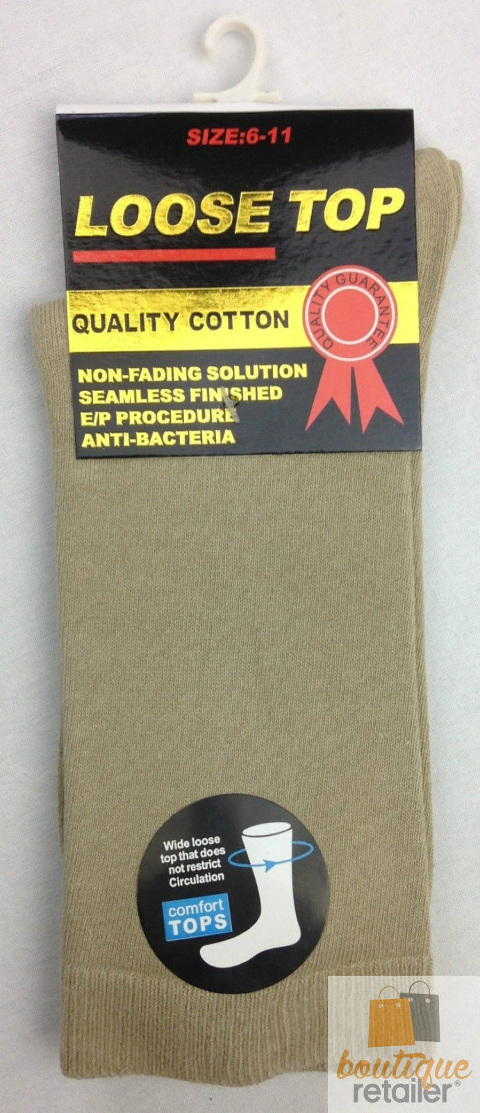 V563-10COTTONLTSOX-BGE6-11-202506190515-00 10x Pairs COTTON Rich LOOSE TOP SOCKS Medical Circulation Diabetic Comfort BULK - - - Image 1