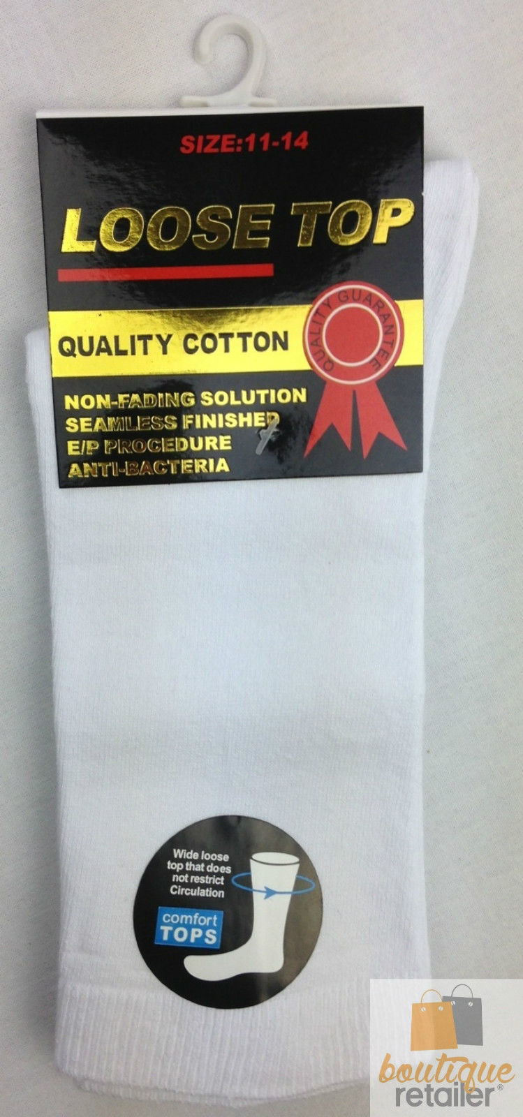 V563-10COTTONLTSOX-WHT11-14-202504030835-00 10x Pairs COTTON Rich LOOSE TOP SOCKS Medical Circulation Diabetic Comfort BULK - - - Image 1