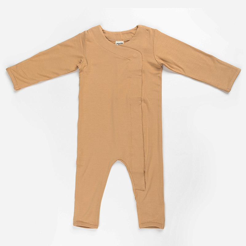 V563-11100403-202503051217-00 Ponchik Babies + Kids Magnetic Bamboo Body Suit - Toffee - 0-3m - Image 1