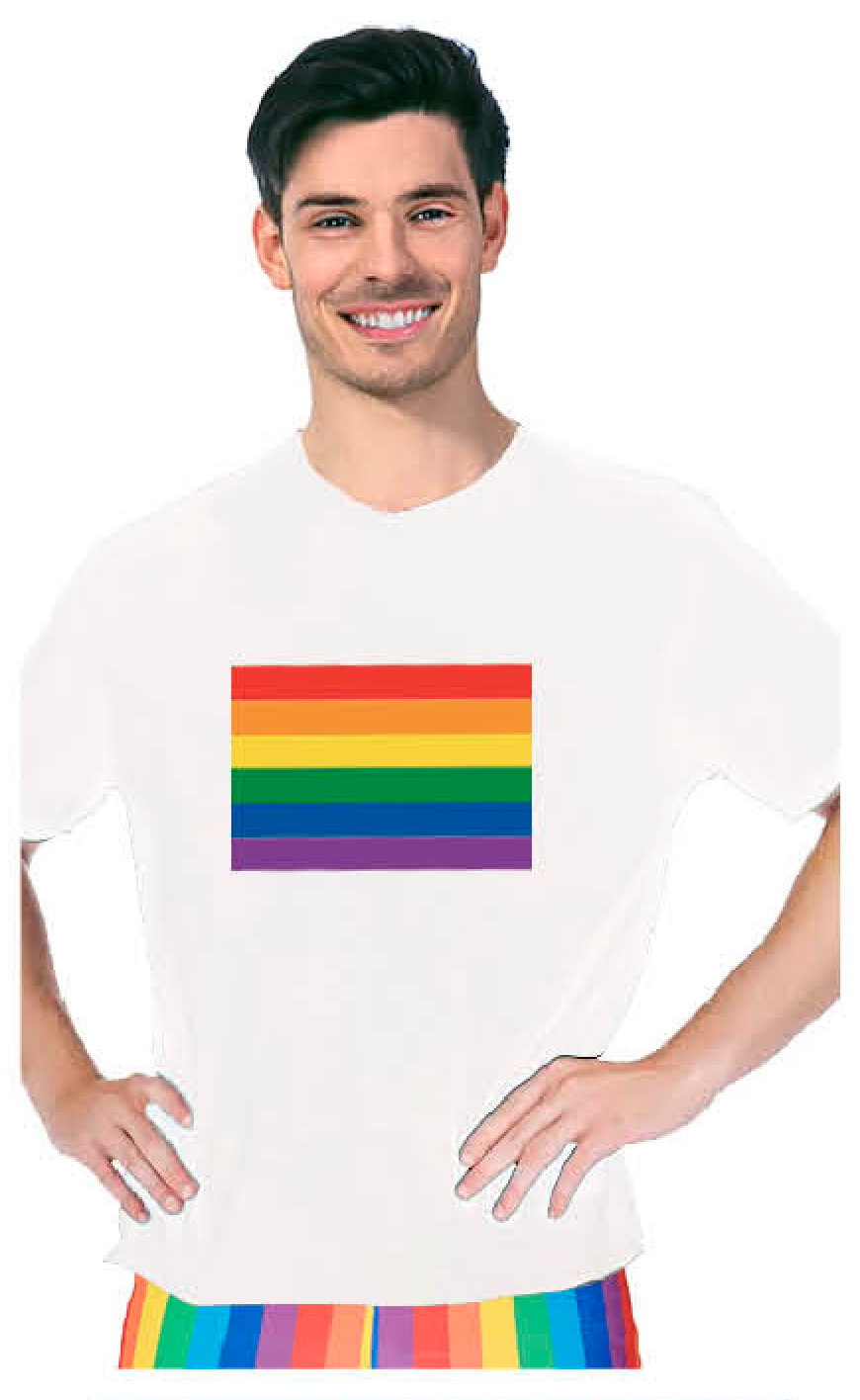 V563-12096-02-202503051421-00 Adult Rainbow Flag T Shirt Top Tee Gay Pride LGBTQ - White - One Size - Image 1