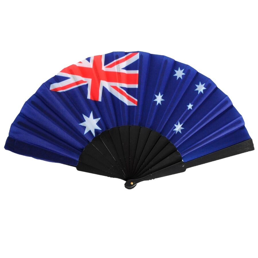 V563-13761-213441-00 Australian Flag Folding Hand Fan - Stylish Patriotic for Celebrations Australia Day - Image 1