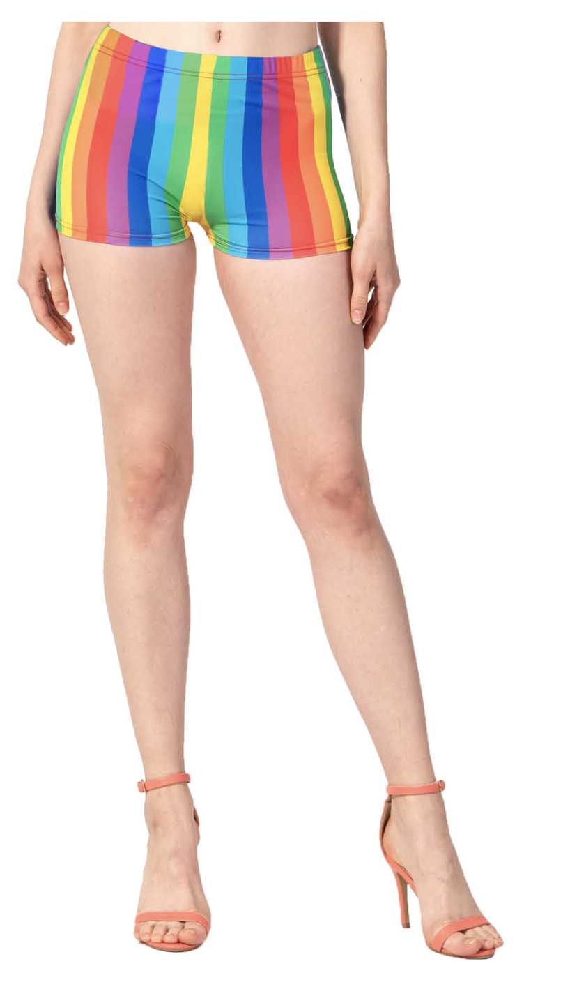 V563-15162-184551-00 Womens RAINBOW SHORTS Hot LGBT Gay Lesbian Gay Pride Parade Pants - Image 1
