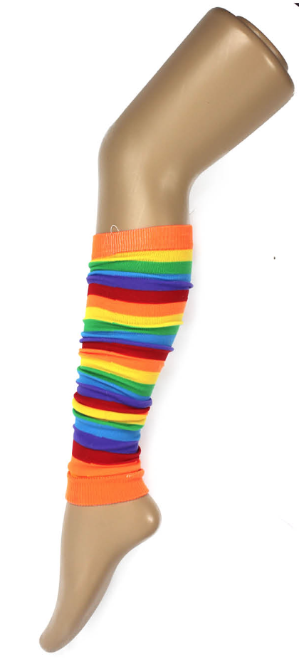 V563-15375-01-184805-00 RAINBOW LEG WARMERS Party Costume Fine Stretch Ladies Girls Fancy Dress - Rainbow - Image 1