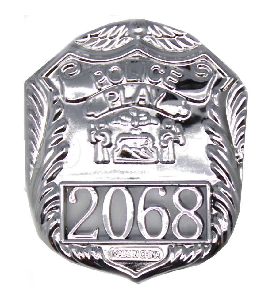 V563-17770-184790-00 POLICE BADGE Costume Accessory Plastic Silver Fancy Dress Party Officer Cop - Image 1