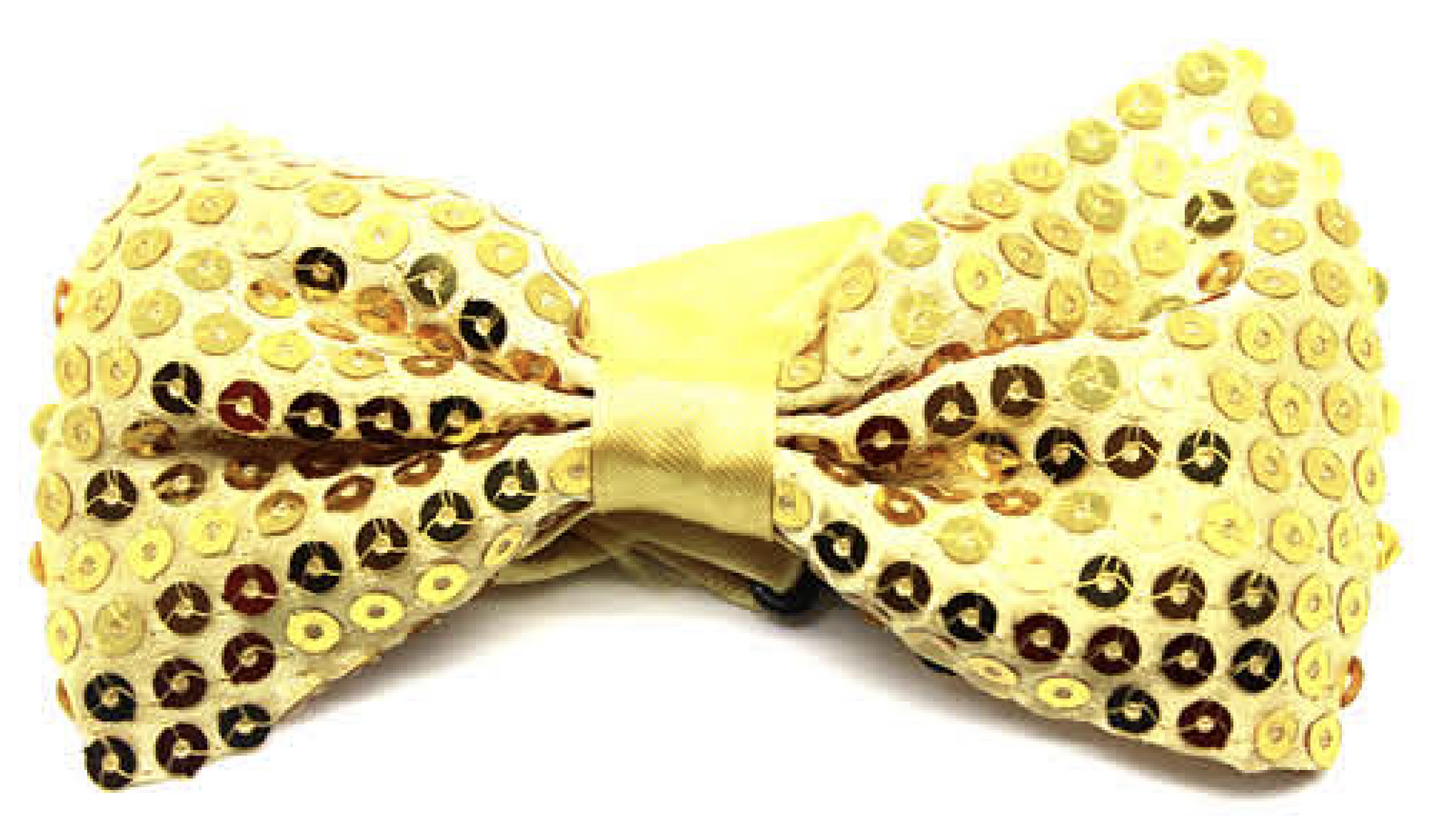 V563-17820-YLW-210992-00 GLITTER SEQUIN BOW TIE Costume Fancy Dress Dance Fancy Shiny Party Bowtie - Yellow - Image 1