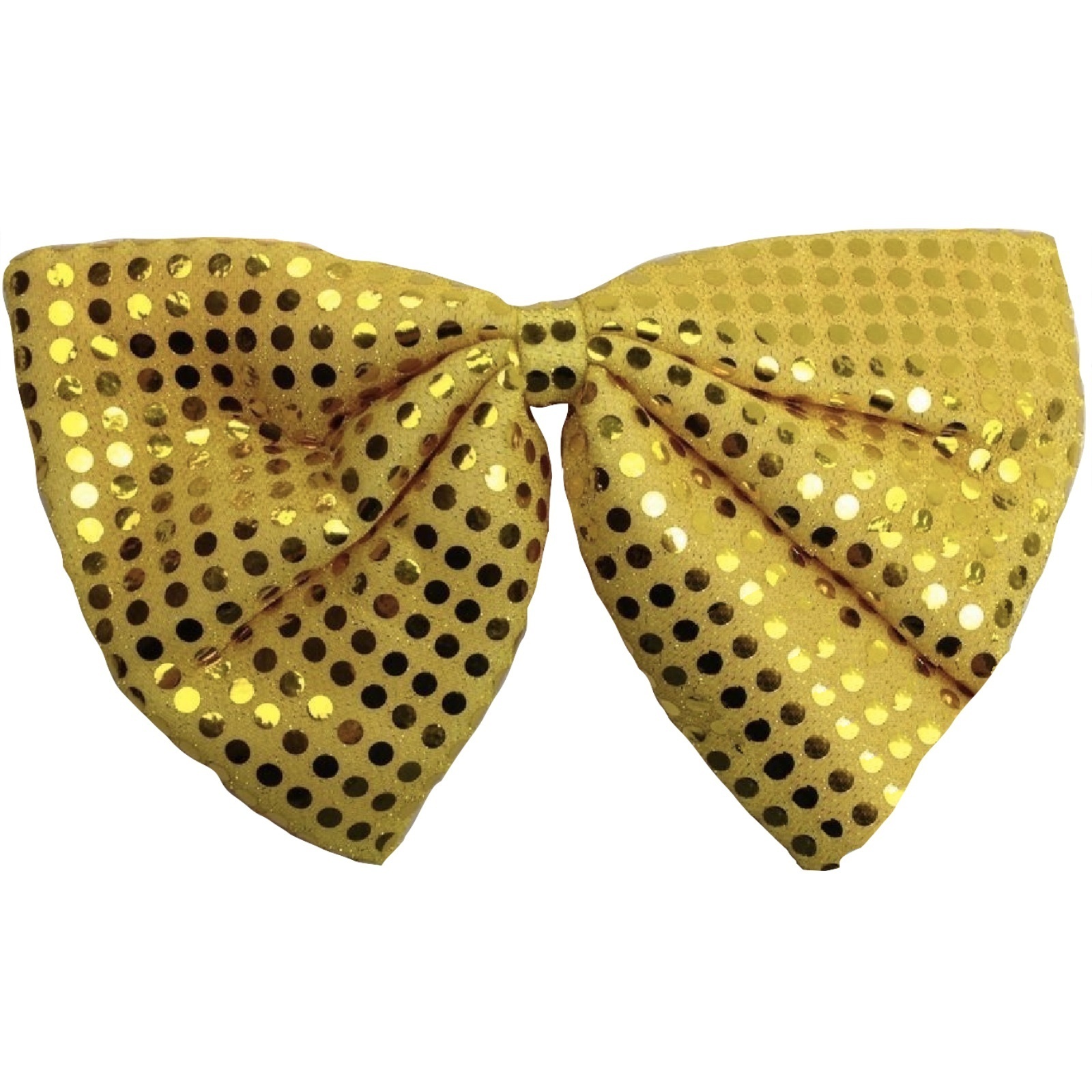 V563-19430-YLW-185096-00 LARGE BOW TIE Sequin Polka Dots Bowtie Big King Size Party Costume - Yellow - Image 1