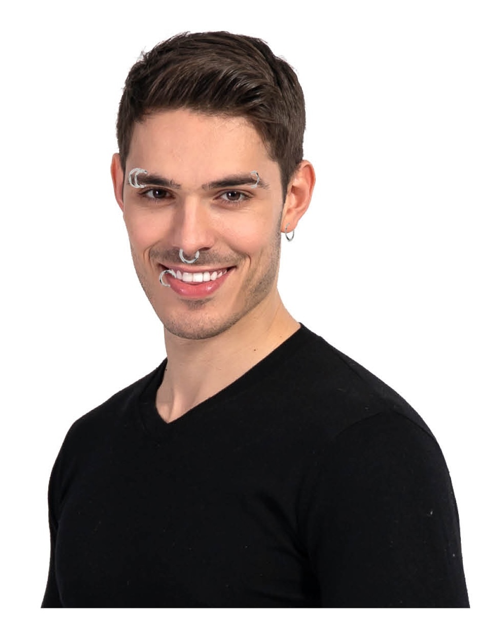 V563-19672-184489-00 8 BODY PIERCING Fake Rings Costume Nose Earrings Lip Jewellery Clip On Party - Image 1