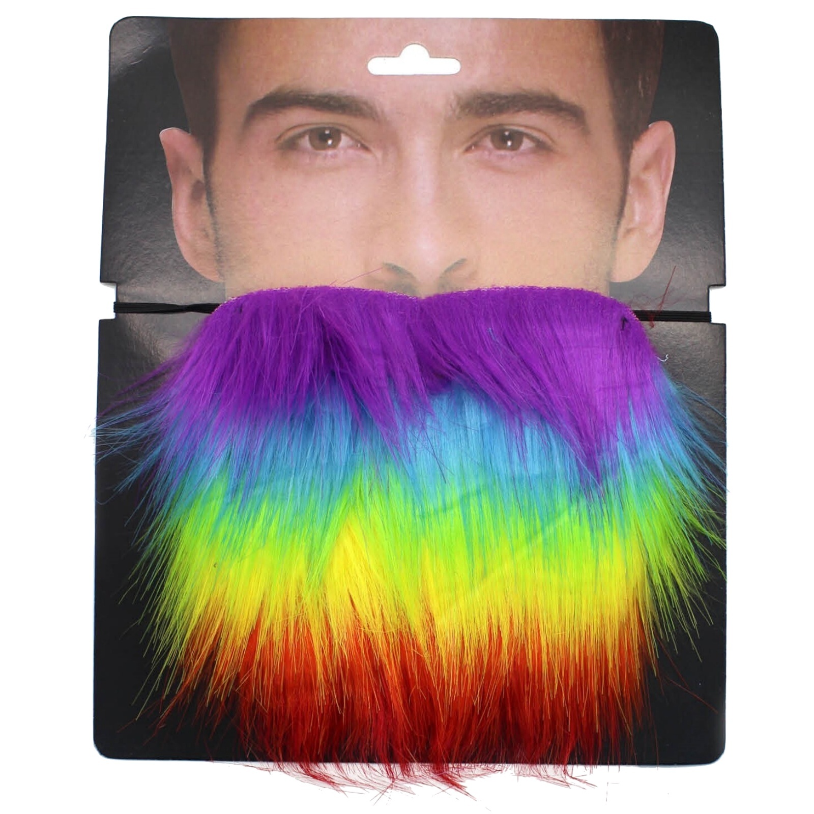 V563-19959-184559-00 Rainbow Beard Gay Pride LGBTQ Mardi Gras Costume Party Moustache Fancy Dress - Image 1