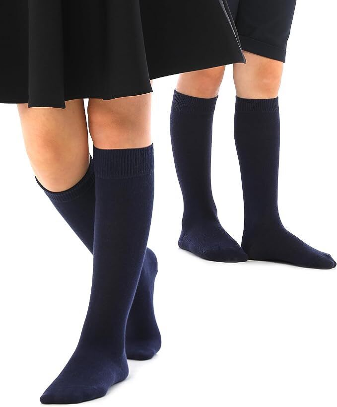 V563-1KHSOX-NVY6-1112YRS-202503051725-00 Knee High School Socks for Girls Boys Plain Cotton Rich Kids Seamless No Seam - 6-11 (Navy) - Image 1